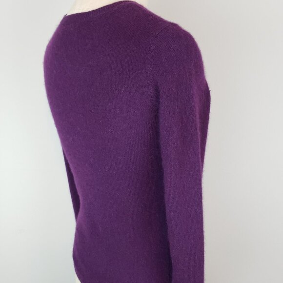 Ann Taylor Rich Deep Purple Cashmere Long Sleeve V Neck Sweater * 2 Petite - Picture 5 of 7